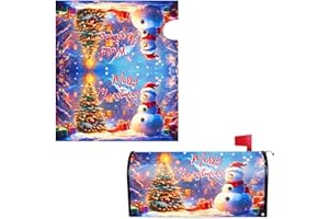 Christmas Magnetic Mailbox Cover, 21x18 Inch Standard Size Winter Xmas Mailbox Cover Waterproof Merry Christmas Post Letter B