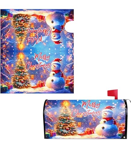 Pickmesh 3-Pack Christmas Magnetic Mailbox Covers - 21x18 Inch Standard Size, Buffalo Plaid Snowman Nativity Designs, Outdoor Holiday Decor