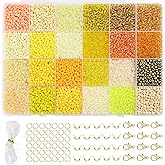 Vtssvow 3mm Glass Seed Beads for Bracelets Making, 24 Colors 10000pcs Friendship Bracelet Making Kit, Small Glass Beads for Jewelry Making (Mix 24 Color, Yellow)