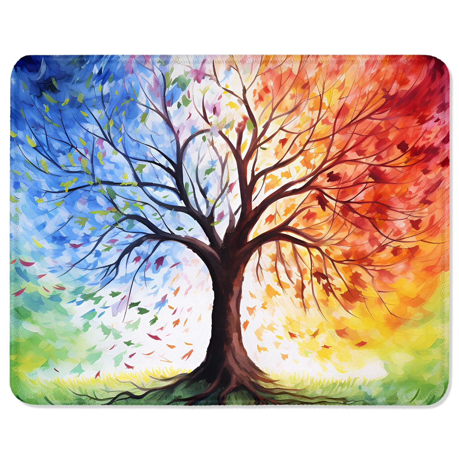 Photo 1 of ITNRSIIET Mouse Pad with Stitched Edge Premium Textured Smooth Precise Operation Waterproof Washable Non-Slip Rubber Base Desktop Protection Mat, 10.2×8.3×0.12 inches, The Tree of Life