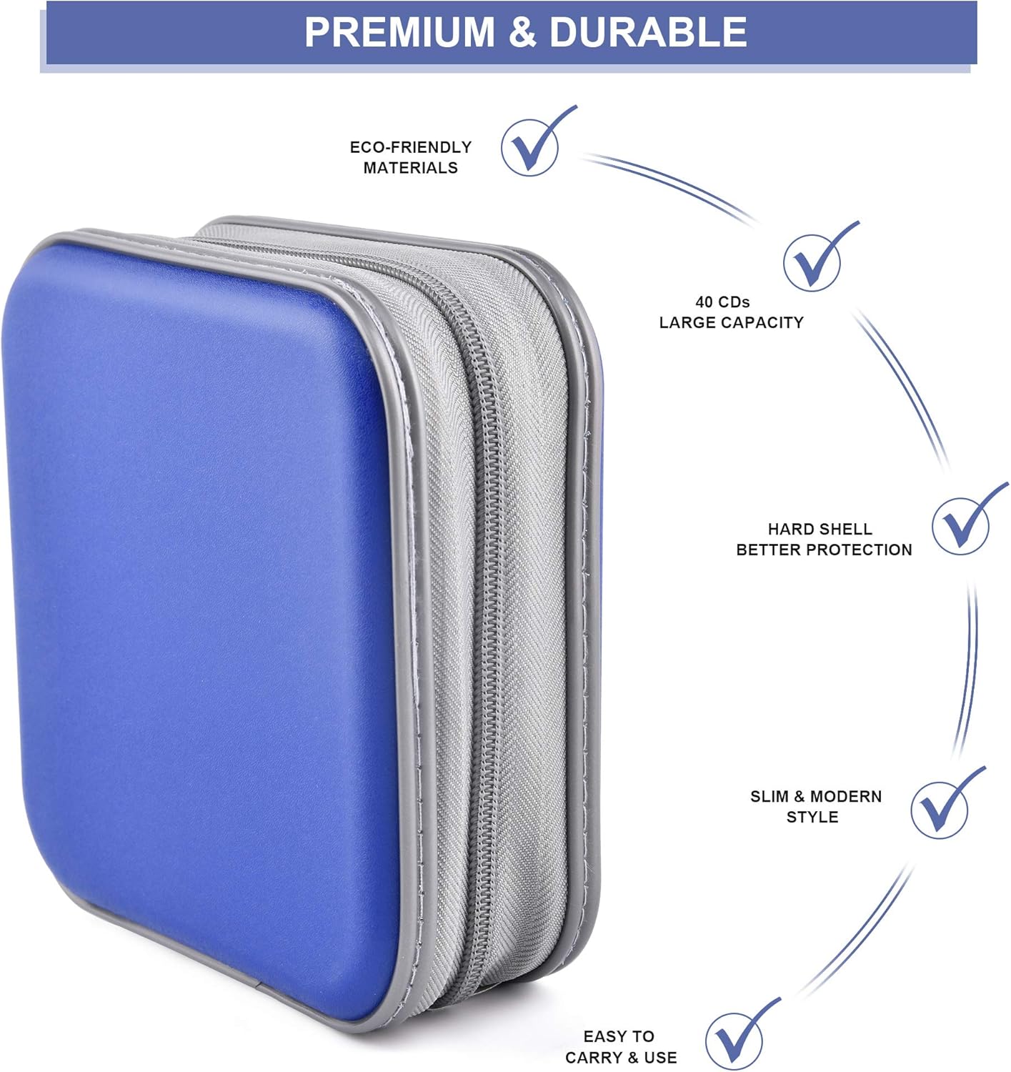 Bivisen CD Case, DVDS Wallet Holder, CD/DVD Case Wallet 40 Discs Heavy Duty Bag Binder Storage Booklet Album (Blue): Home Improvement