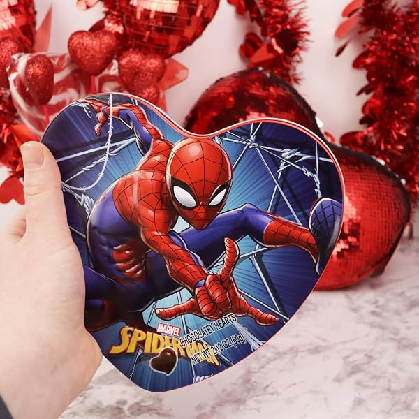 SPIDERMAN HEART BOX, 10 INDIVIDUALLY WRAPPED CHOCOLATEY CANDY ASSORTMENT, GIFT SET, 2.12 OUNCES
