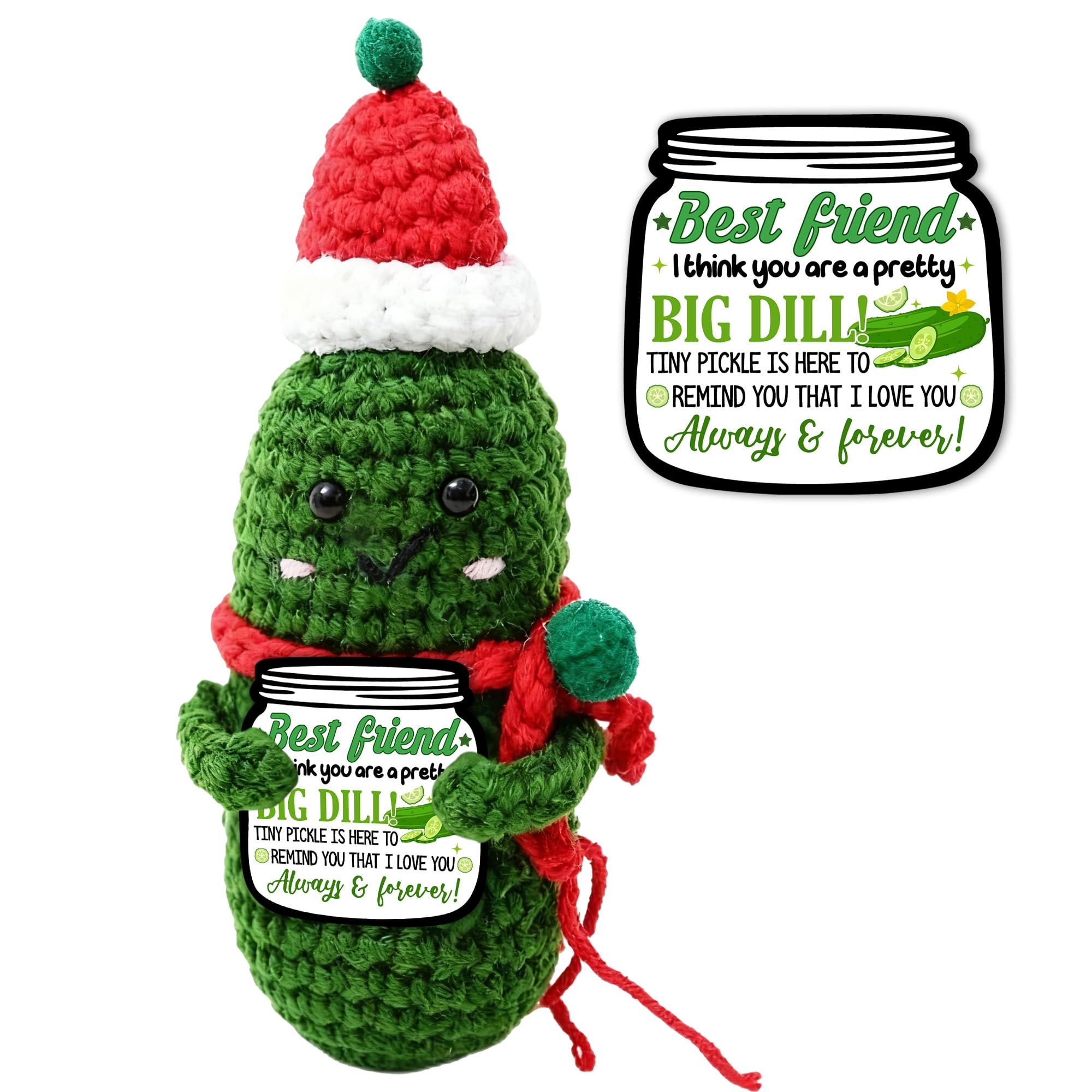 Photo 1 of ***** 2 PACK****** GYNNCRIO Christmas Positive Gifts Crochet Pickle Plush, Motivational Knitting Cucumber Animals, Christmas Birthday Gifts for Best Friend, Unique Handmade Friendship Presents for Women, 10