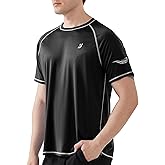 Roadbox Men's UPF 50+ Swim Shirts, Short Sleeve UV Sun Protection Rash Guard T-Shirt, Quick Dry Water Surfing Beach Tees