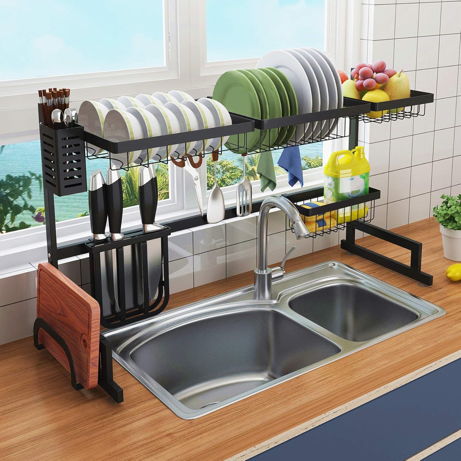 Best Drainer Rack For Dish Sponge, Soap Behind Kitchen Sink