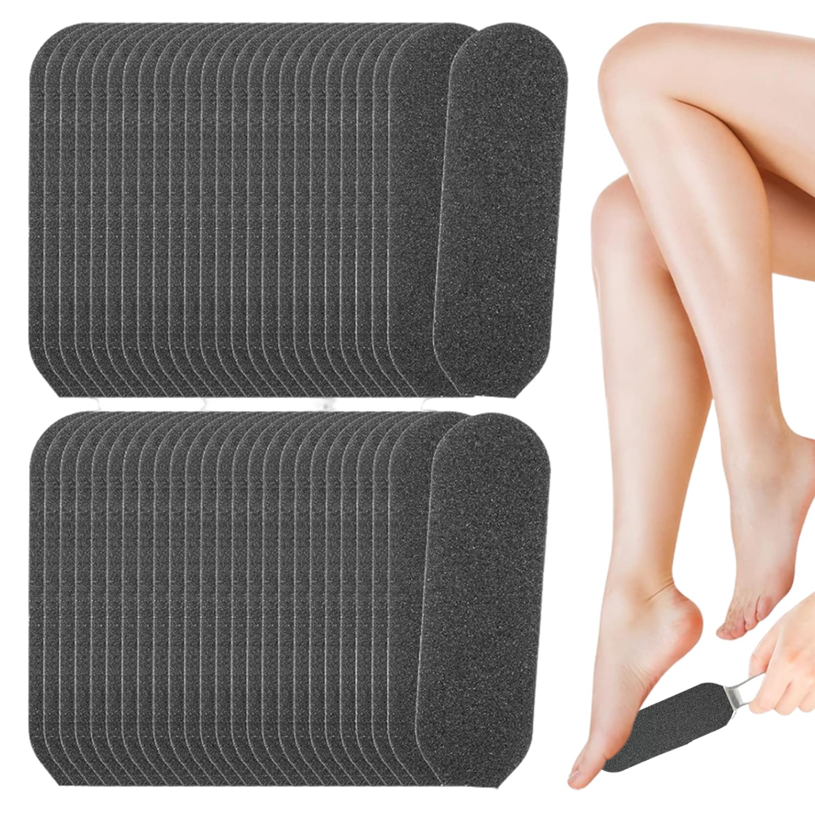 TYVOM 50 Pcs Foot Files Replacement Pads, Pedicure File Refill Pads for Stainless Steel Foot File Professional Refile Reusable Emery Boards for Feet Bath Pedicure Salon