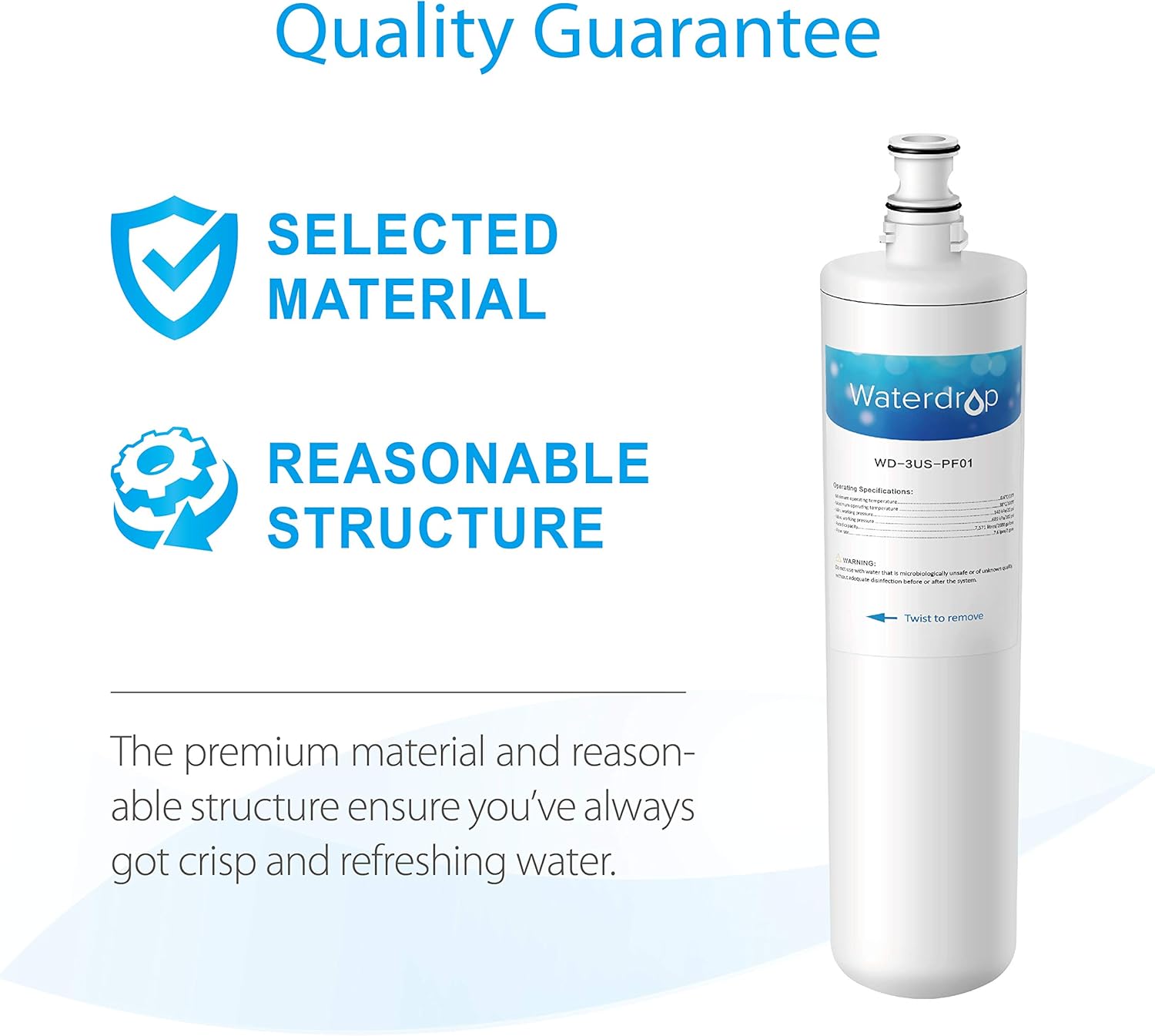 Waterdrop 3US-PF01 Under Sink Water Filter, Compatible with Advanced 3US-PF01, 3US-MAX-F01, 3US-PS01, 3US-MAX-S01, Aqua-Pure C-Cyst-FF, Manitowoc K-00337, K-00338, Pack of 1: Home & Kitchen