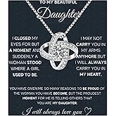 MGOOL Daughter Gifts From Dad To My Daughter Necklace 925 Sterling Silver Pendant Necklace Graduation Gifts Birthday Christmas Message Card&LED Gift Box