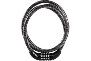Master Lock Black Set Your Own Combination Bike Lock, Metal Cable Lock has a Weather Resistant Vinyl Coating for Outdoor Durability, 5 Feet Long, 8370D