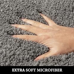 MIULEE Gray Bathroom Rugs Thick Shaggy Bath Rug