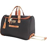 Steve Madden Designer Carry On Luggage Collection - Lightweight 20 Inch Duffel Bag- Weekender Overnight Business Travel Suitcase with 2- Rolling Spinner Wheels (Global Black)