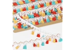 dlboboai Fringe Lace Trim Polyester Braided Ribbon 10 Yards 40mm Wide Lace Trim for Sewing Crafts Clothing Curtains Accessories Lampshade Home DIY Decoration (Multicolor, 40mm Wide)