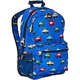 LEGO Iconic Prints Kids School Backpack Bookbag, for Travel, On-the-Go, Back to School, Boys and Girls, with Adjustable Padded Straps and Fun patterns, Cars in Blue