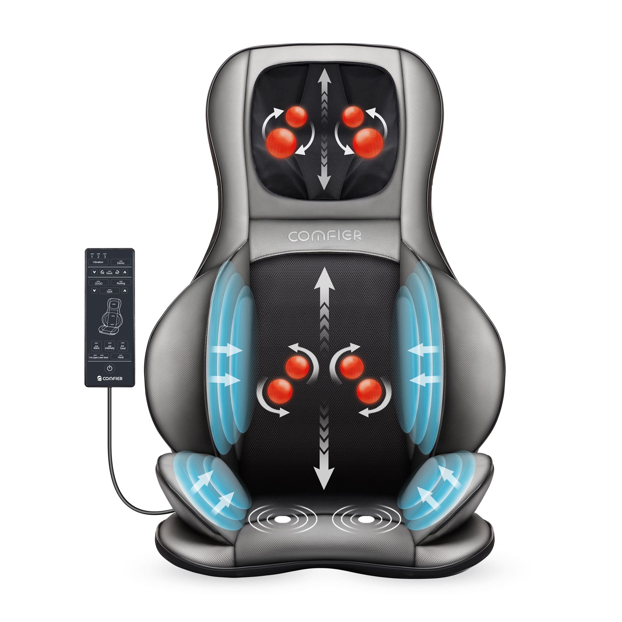 Photo 1 of ***PARTS ONLY***COMFIER Shiatsu Neck Back Massager with Heat, 2D ro 3D Kneading Massage Chair Pad, Adjustable Neck Massage,Seat Massager for Full Body Relaxation, Christmas Gifts for Dad Mom Women Men,Dark Gray