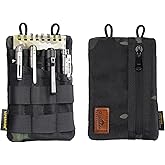 VIPERADE VE4 Tool Pouch, Nylon Pocket Organizer with 2 Pockets and 4 Small Tool Storage EDC Gears, Best Gift to Keep Organized, Hold Your Flashlight/Pocket Knife, Tactical Pen, Notebook