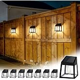 GIGALUMI Solar Fence Lights, 8 Pack Fence Outdoor Waterproof Lights Solar Powered, Warm White Yard Decorations for Garden, Post, Front Door, Backyard, Porch, Deck