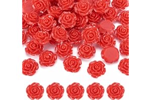 Craftdady 50pcs Red Rose Flower Resin Cabochons 20mm Flatback Undrilled Floral Cameos for Scrapbooking DIY Crafts Wedding Decors