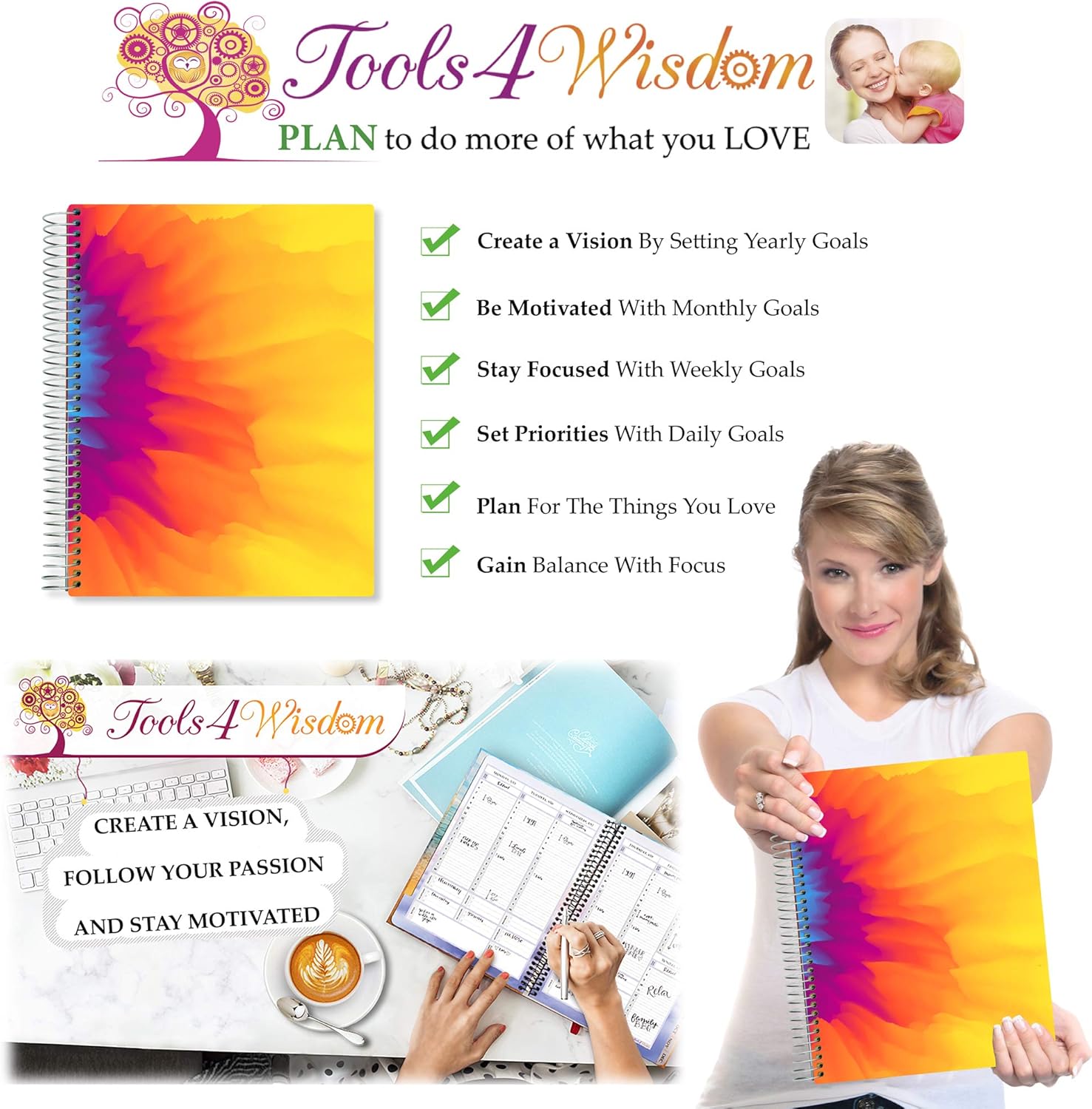 Tools4wisdom Daily Planner 2020 2021 8 5x11 Hardcover July 2020 To June 2021 Thick Daily Weekly Monthly Pages In Color Model Q2s 15 Month Academic Year Dated 4 20 To 6 21 Calendar