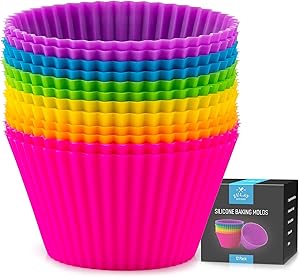 Zulay 12 Pack Silicone Cupcakes Liners - Reusable Non Stick Silicone Cupcake Baking Cups & Silicone Muffin Liners For Baking - Standard Size Silicone Baking Cups For Cupcake, Muffins & More