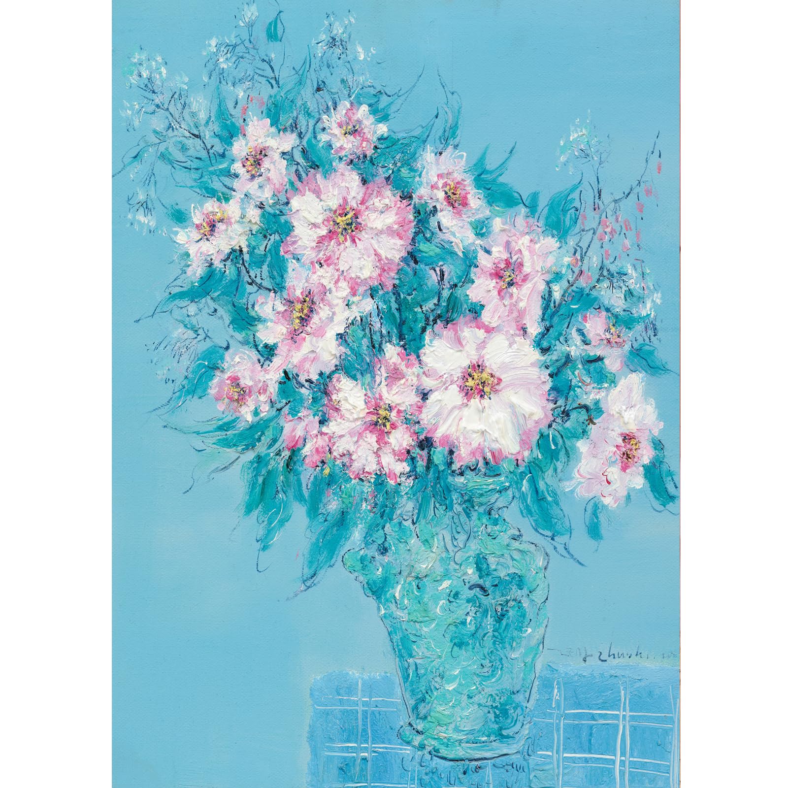 HUADADA 500 piece jigsaw puzzles for adults- Impossible Puzzle,500 Piece Jigsaw Puzzles for Adults Family Decoration Puzzle- Light blue vase oil painting