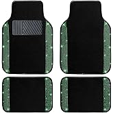 NBTEPEM Bling Car Floor Mats Full Set, Universal Fit Most Cars,SUV, Trucks, 4 pcs Sparkle Glitter Diamond Carpet for Women Girls with Anti-Slip Pad (Green Diamond)