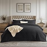 Bedsure Quilts Queen Size - Black Bedspread Queen Size & Lightweight Comforter, Modern Coverlet with Clover Pattern, Ultra Soft All-Season Bedding, 90 x 96 Inches