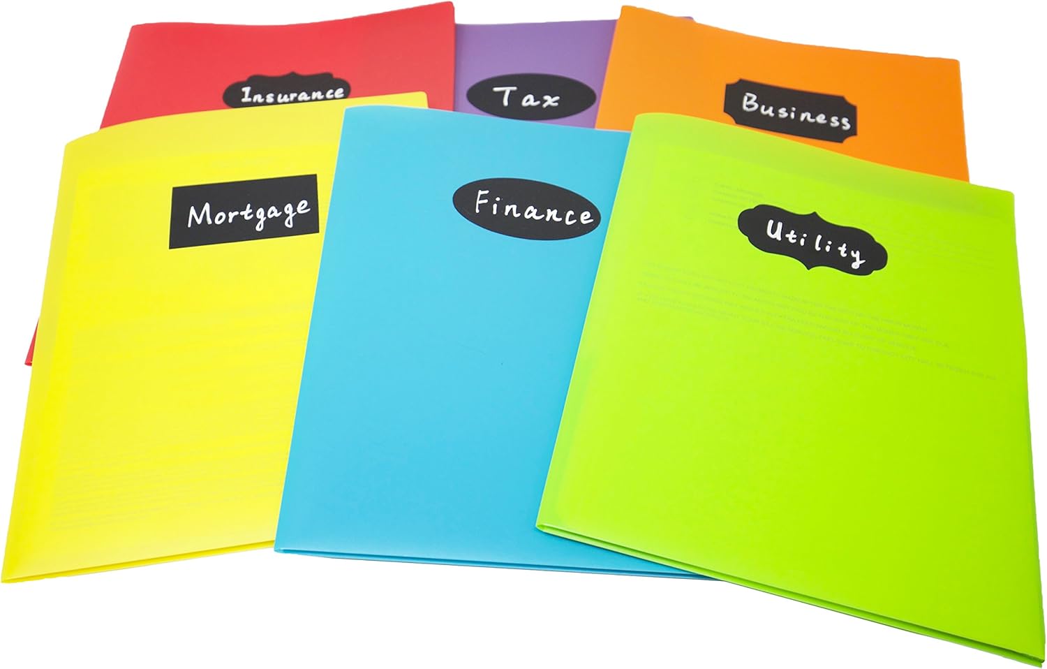 Youngever 6 Pack Plastic Pocket Folders - Heavy Duty Plastic 2 Pocket Folder, in 6 Colors : Office Products