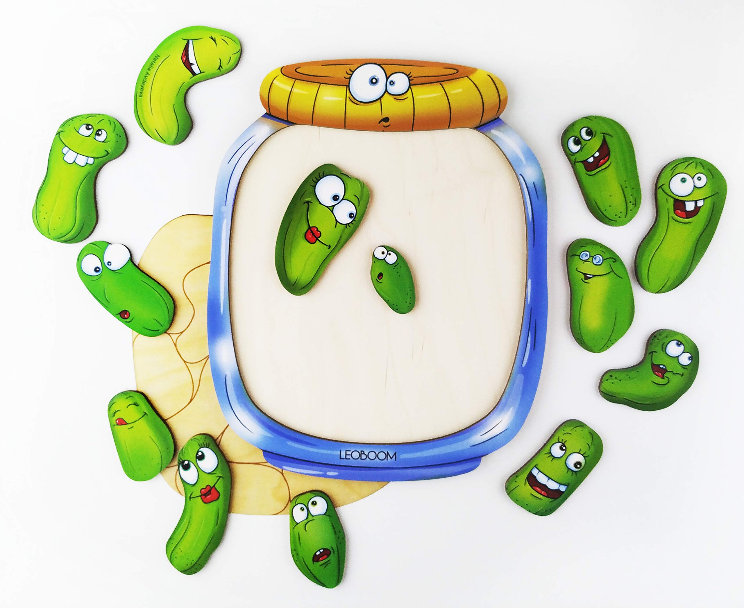 Leoboom Pickle Jar - Wooden Jigsaw Tetris Puzzle for Kids, Adults and Family - White Elephant Gift and Party Favor - Brain Teaser Develops Motor Skills, Focus and Concentration - Great for Travel