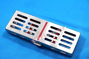 TIPTOP HOME New German Stainless Dental Autoclave Sterilization Cassette Rack Box Tray for 5 Instrument RED