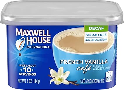 Maxwell House International Cafe Flavored Instant Coffee French Vanilla Decaf Sugar Free 4 Ounce Canister Pack Of 4 Amazon Ca Grocery