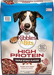 Kibbles 'n Bits Triple Steak Flavor Dry High Protein Dog Food, 14 lb. Bag