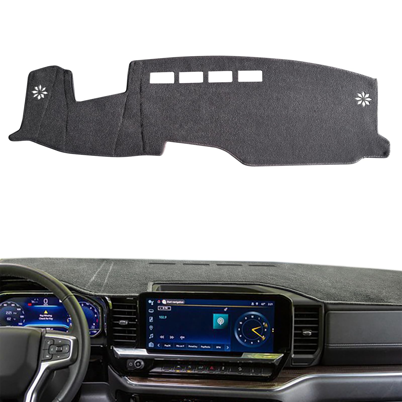 Photo 1 of POSAID Dashboard Cover for 2022-2024 2025 Chevy Chevrolet Silverado/GMC Sierra 1500, Dash Cover for 2024 2025 Silverado Sierra 2500HD 3500HD, Gray