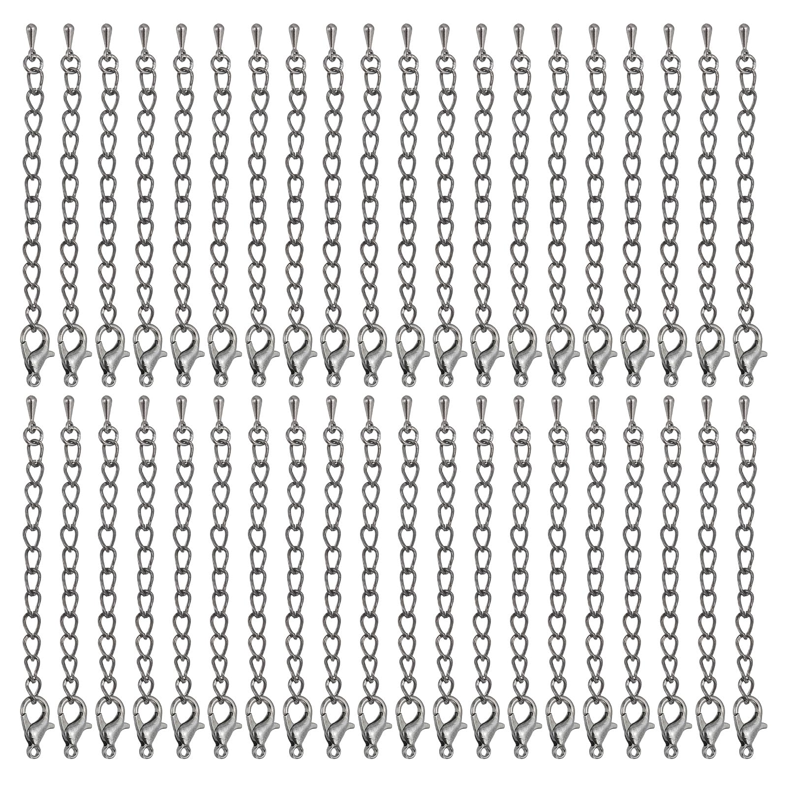 PATIKIL 2.8 Inch Necklace Extenders, 60 Pcs Lobster Clasp Bracelet Extender Lobster Necklace Extenders for DIY Jewelry Findings Necklace Making Crafting Anklets, Black