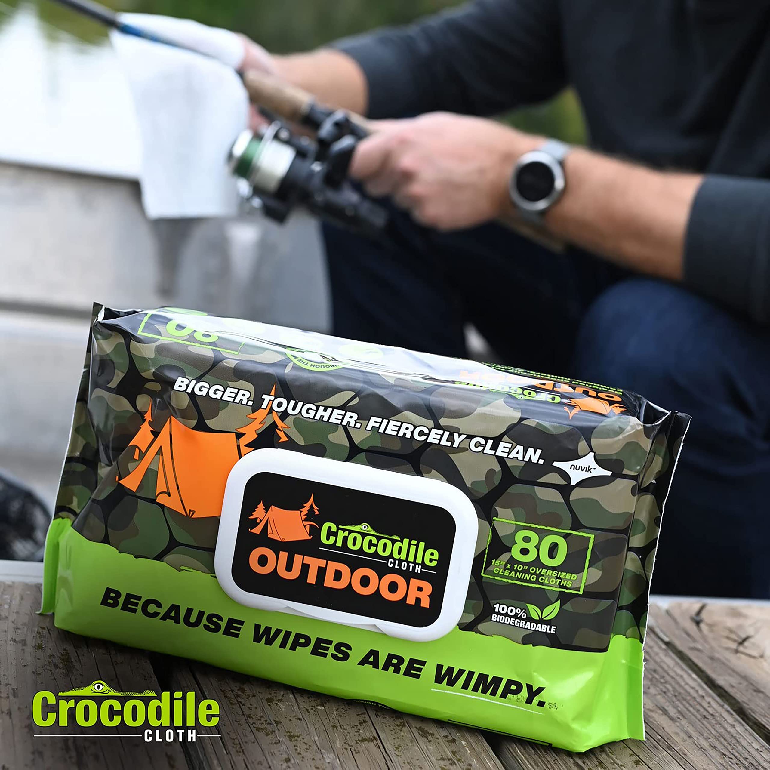 Crocodile Cloth Outdoor Cleaning Wipes – 80 Count Plant-Based Cloths (15