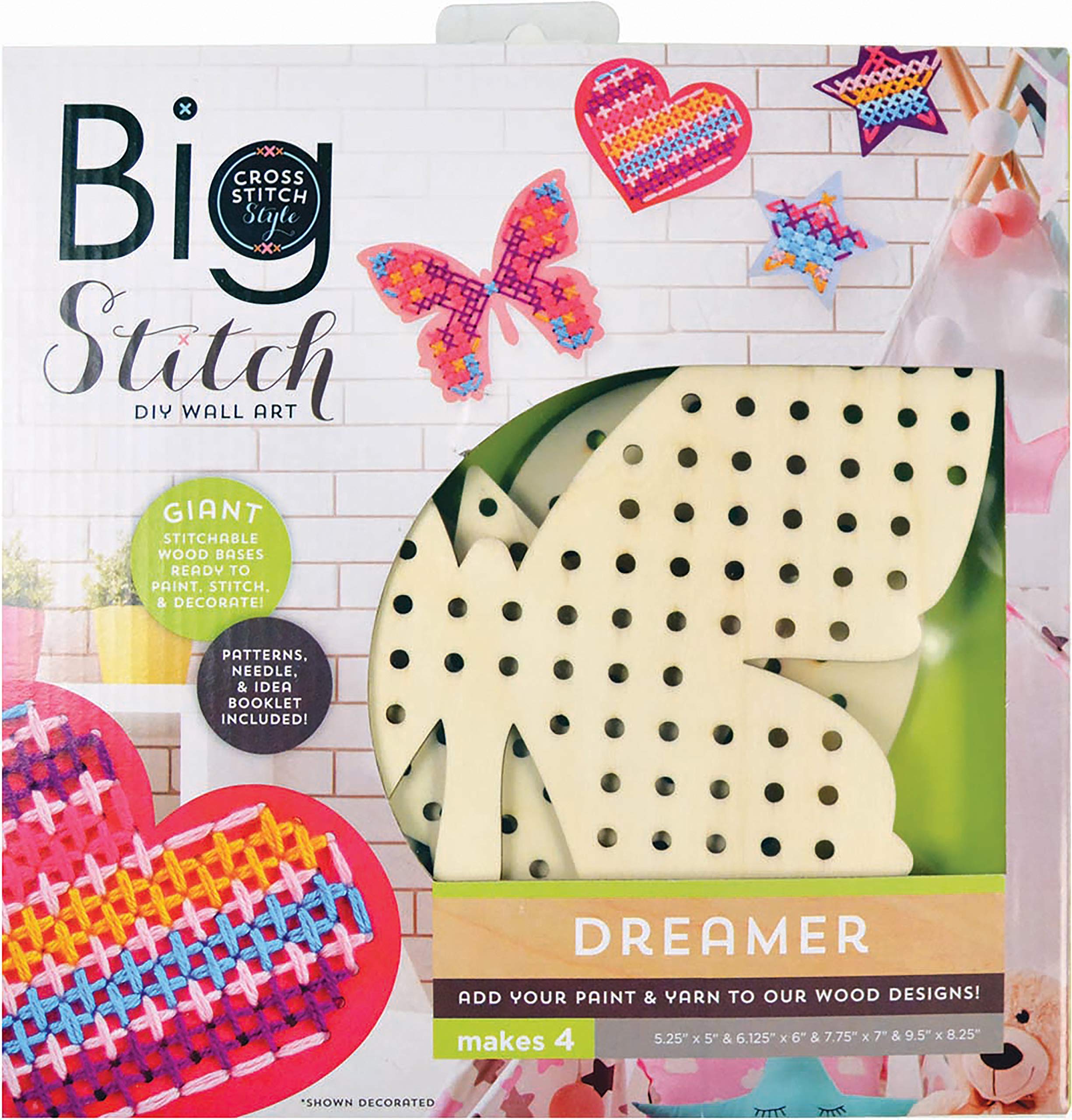 3 Birds Dreamer Big Cross Stitch Style Kit, Wood, Multi-Colour, 25.4 x 25.4 x 2.54 cm