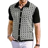 PJ PAUL JONES Men's Contrast 70s Vintage Polo Shirts Short Sleeve Knitwear