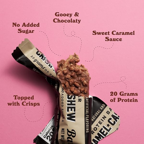 BAREBELLS PROTEIN BARS CARAMEL CASHEW – 12 COUNT, 20G HIGH PROTEIN TREATS – CHOCOLATE NUTRITION BAR WITH 1G TOTAL SUGARS – ON-THE-GO BREAKFAST OR POST-WORKOUT SNACK