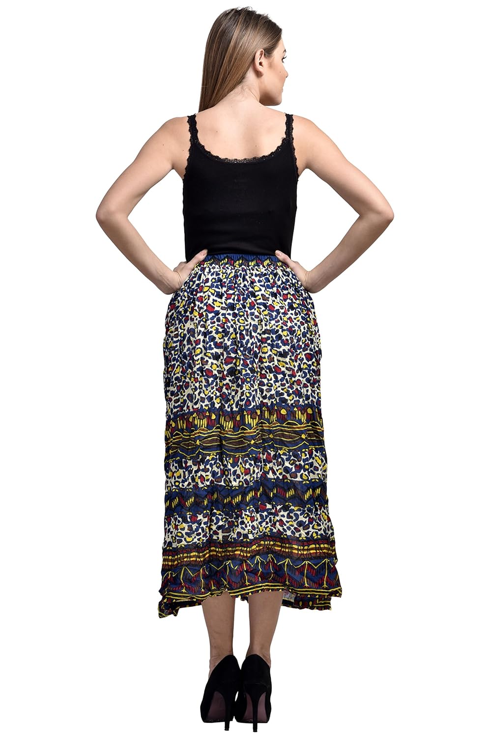 hazle avenue women's layered printed full length skirt