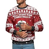 34HD Gifts for Christmas Ugly Christmas Sweater 2025 for Men Women Funny Long Sleeves Crewneck Christmas Sweater