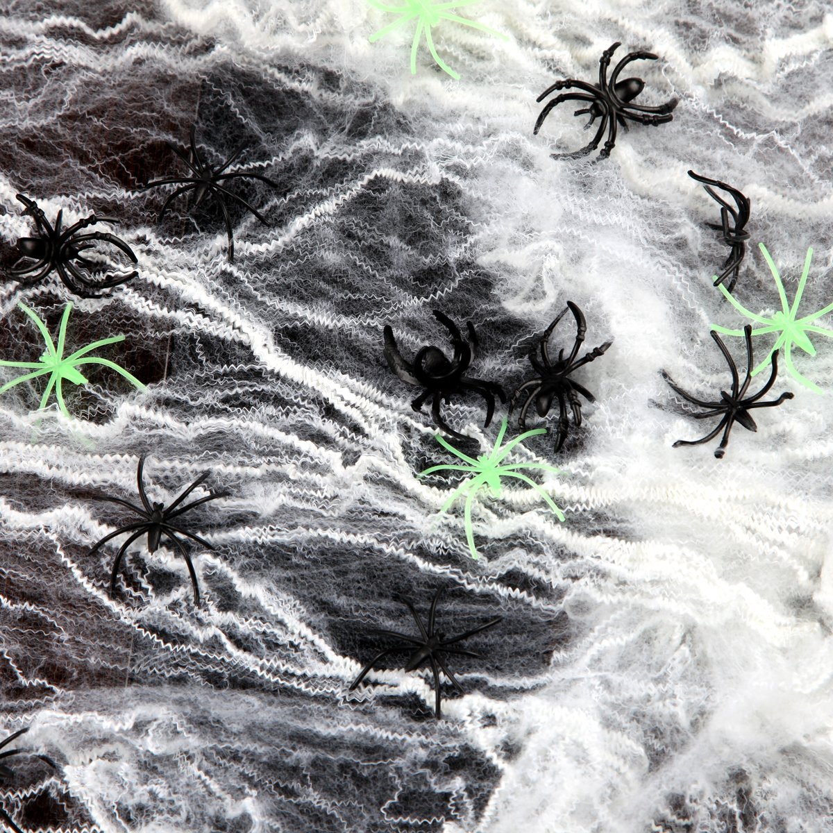 Almatess Halloween Decorations 60 Pcs 5 Different Spiders with 120g Halloween Spider Web Spider Cobweb for Halloween Decoration