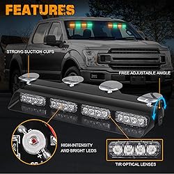 XRIDONSEN Amber Green Emergency Dash Strobe Lights