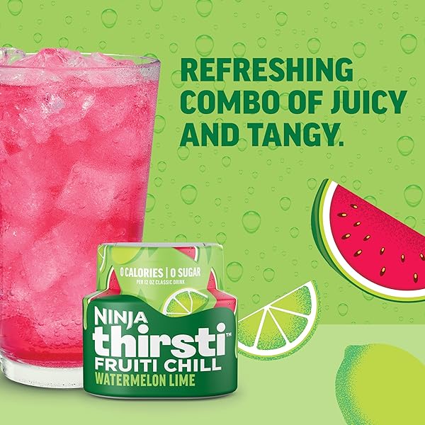 NINJA THIRSTI FLAVORED WATER DROPS, FRUITI CHILL VARIETY PACK, BOLD FRUIT FLAVOR, SPARKLING OR STILL CALORIES, ZERO SUGAR, MAKES 17, 12OZ DRINKS, 3 PACK, WCFV2