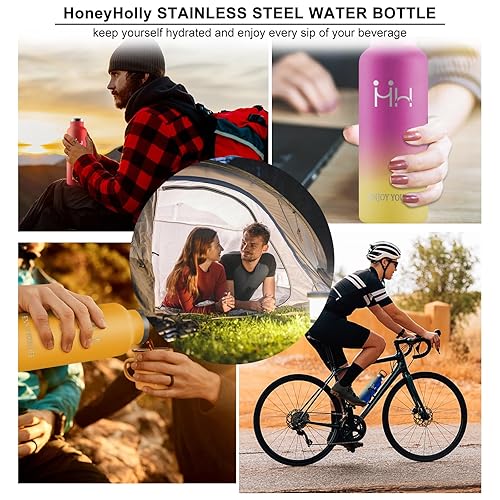 HoneyHolly Vacuum Flask Double Walled BPA Free Stainless Steel Vacuum Insulated Water Bottle 1L With Straw Suitable For Carbonated Bottle