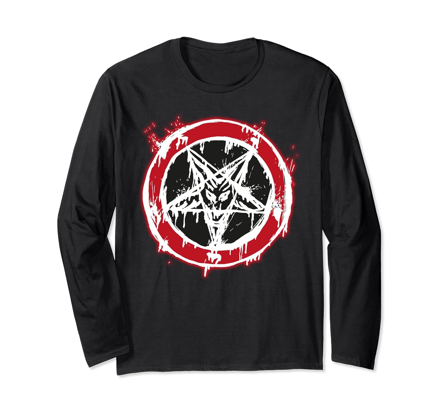 Baphomet Long Sleeve Shirt Inverted Pentagram T-Shirt-anz