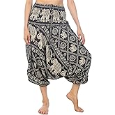 LOFBAZ Yoga Harem Pants for Women Elephant Boho Hippie Bohemian Beach Jumpsuit