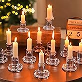 NUPTIO Candle Stick Candle Holder: Set of 20 Short Taper Candlestick Holders Bulk Small Modern Glass Tapered Candleholders for Wedding Christmas Holiday Centerpiece