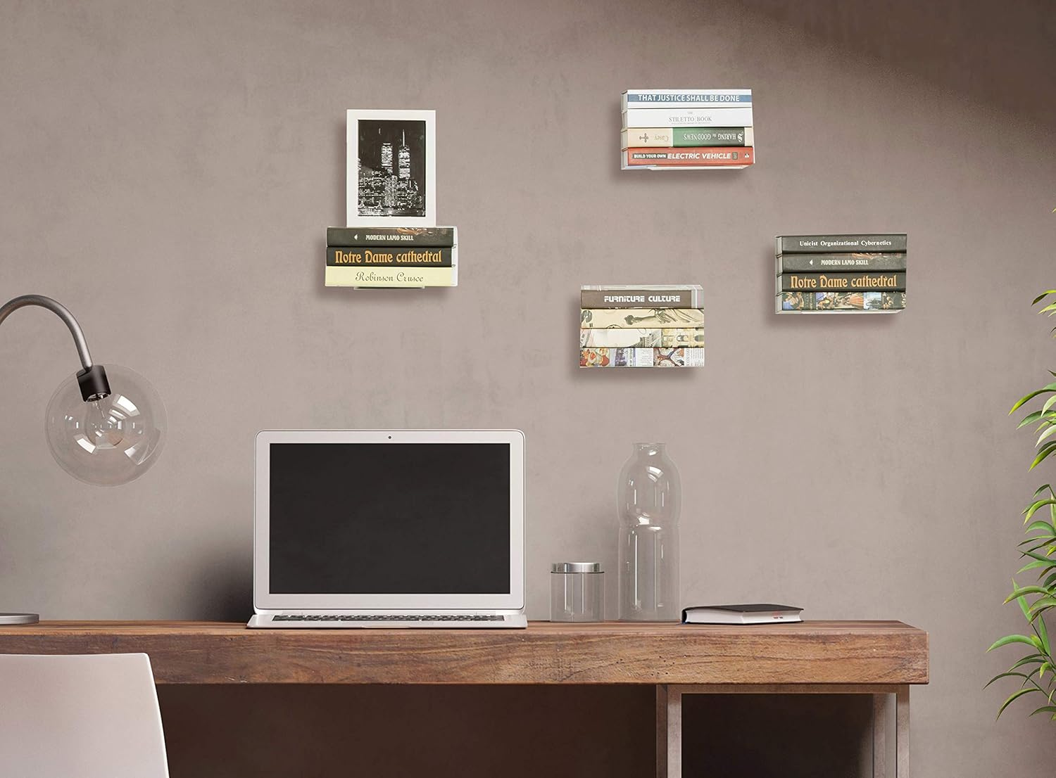 STORAGE MANIAC 4Pack Large Rustless Invisible Floating Bookshelf