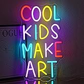Xixkilly Cool Kids Make Art Neon Sign for Classroom Art Neon Light Classroom Decor Kids Neon Light Sign Colorful Letter Led Neon Lights for Bedroom Library Nursery School Decoration