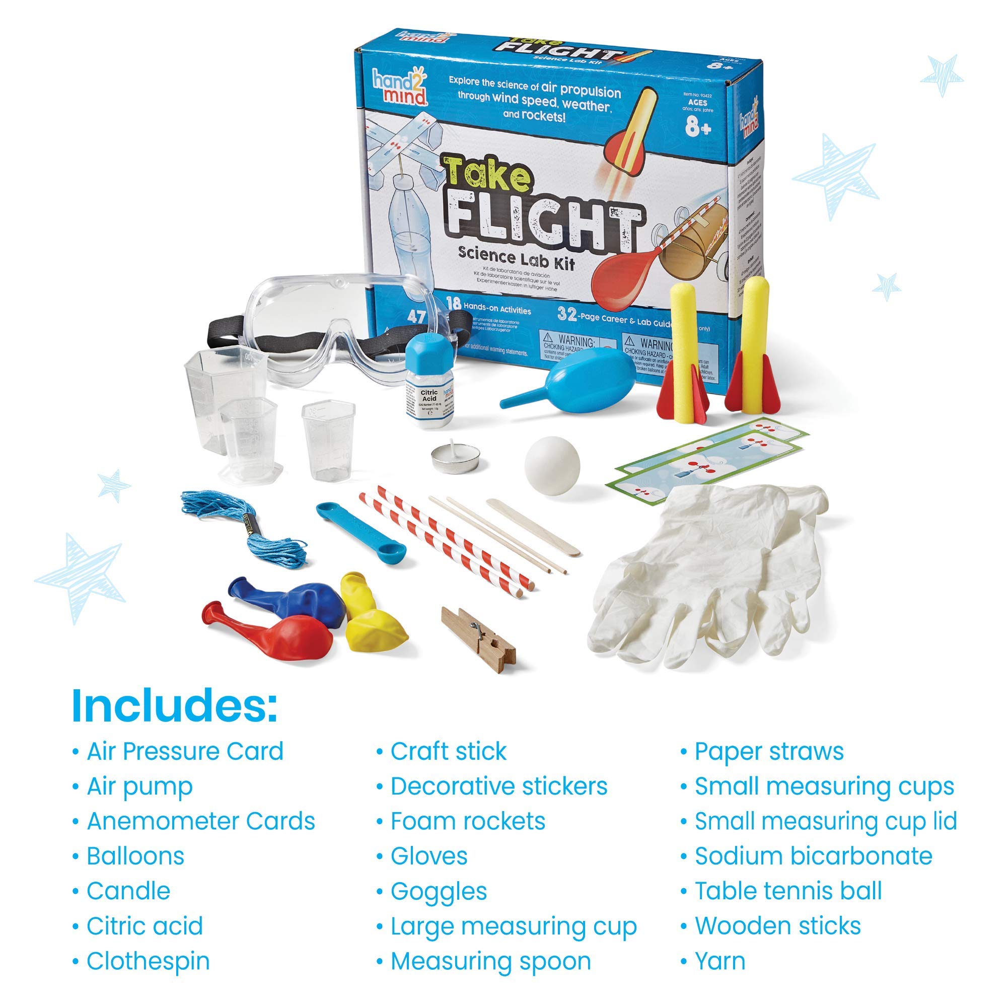 hand2mind Take Flight Science Kit, Toy Rocket Launcher for Kids Ages 8-12, Rocket Kit, Science Kits & Toys, Air Rocket Launcher Kids, 18 Science Experiments, Career & Lab Guide, STEM Toy, Kids Rocket
