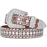 Women Rhinestone Belt Western Style Cowgirl Cowboy Belt with Studded Diamonds for Jeans Dress Eye-catching